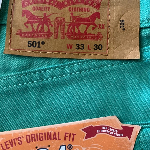 Levi’s 501 Green Button Fly Jeans SZ 33 x 30 - Picture 3 of 8